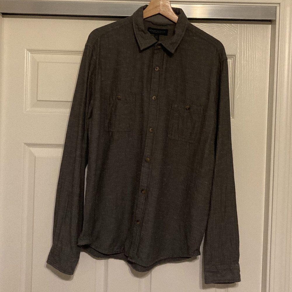 AEROPOSTALE Distressed Long Sleeve Button Up Large